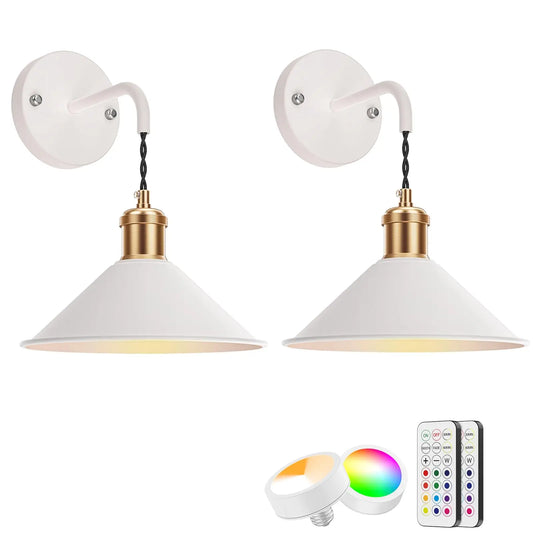 PRTILOUD Dimmable Battery Wall Sconces Remote RGB Warm Lighting