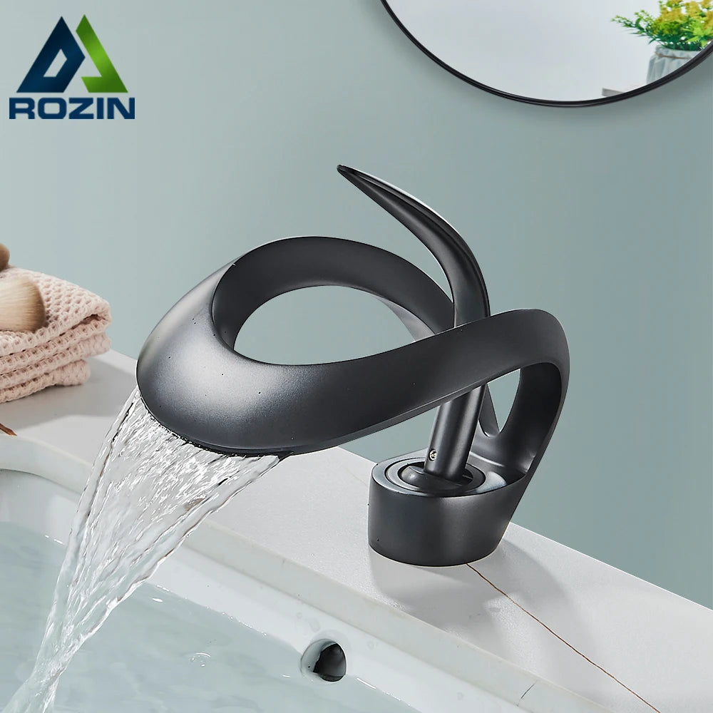 Rozin Luxury Waterfall Basin Faucet Hot And Cold Mixer Tap