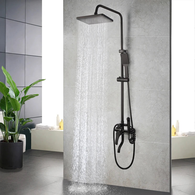 Sinlaku Wall Mount Shower Mixer With Rainfall Head And Shelf