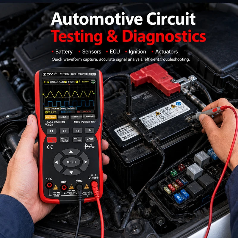Zoyi ZT-703S 50MHz Dual Channel Oscilloscope Multimeter Signal Generator