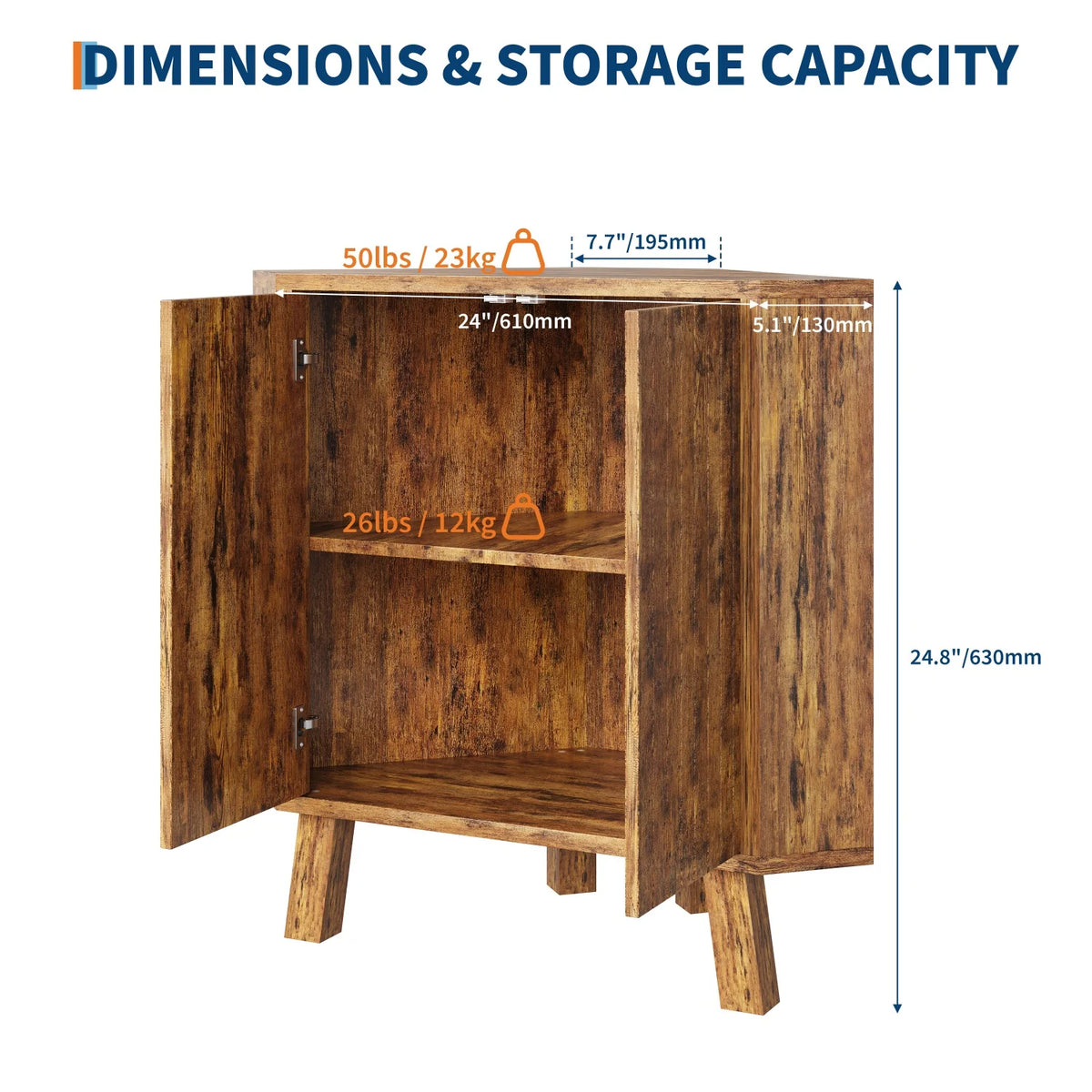 HiMISS Wooden Corner Cabinet With Adjustable Shelf For Living Room