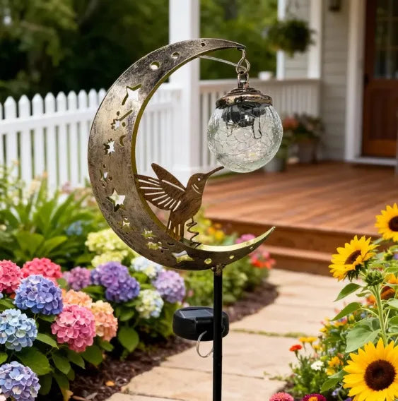 Solar Halloween Cat Crescent Moon Garden Stake Light