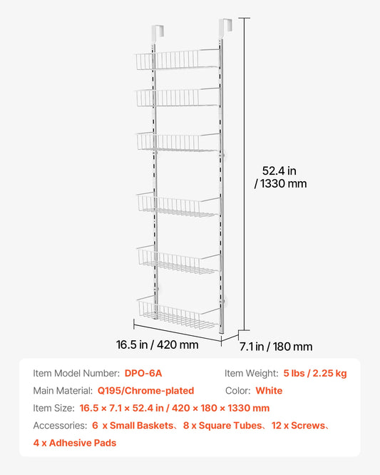 SucceBuy Heavy Duty Over The Door Pantry Organizer Rack