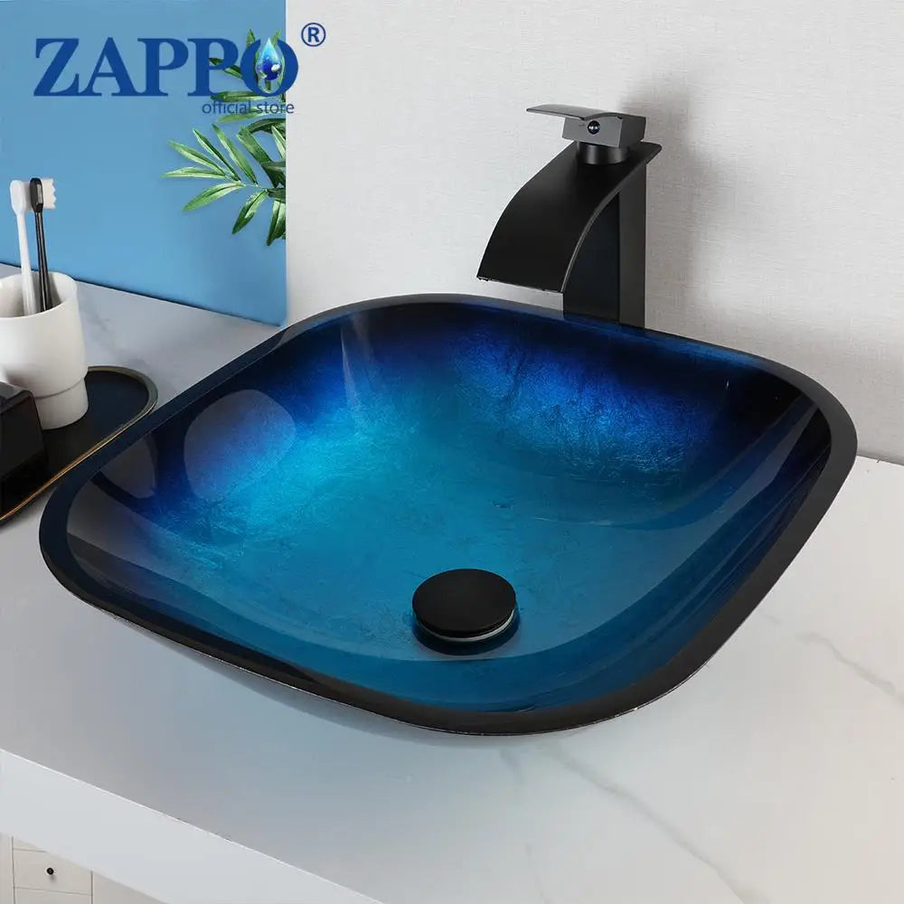 Mekkhal Tempered Glass Bathroom Oval Vessel Sink With Faucet