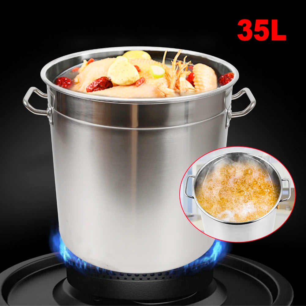 Thickened Stainless Steel Stock Pot With Domed Lid For Induction
