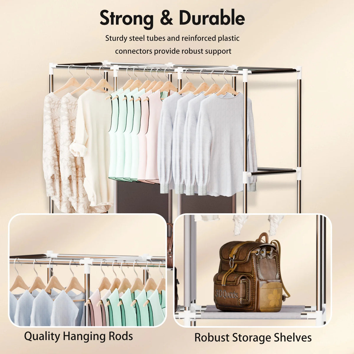 Portable Fabric Wardrobe Clothing Storage Organizer For Bedroom
