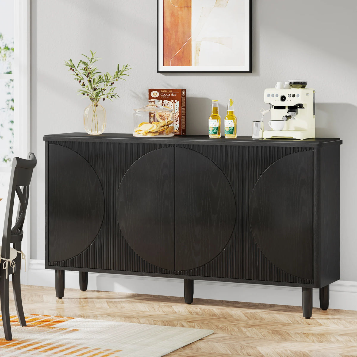 Tribesigns Modern Wood Buffet Cabinet With Storage And Double Doors