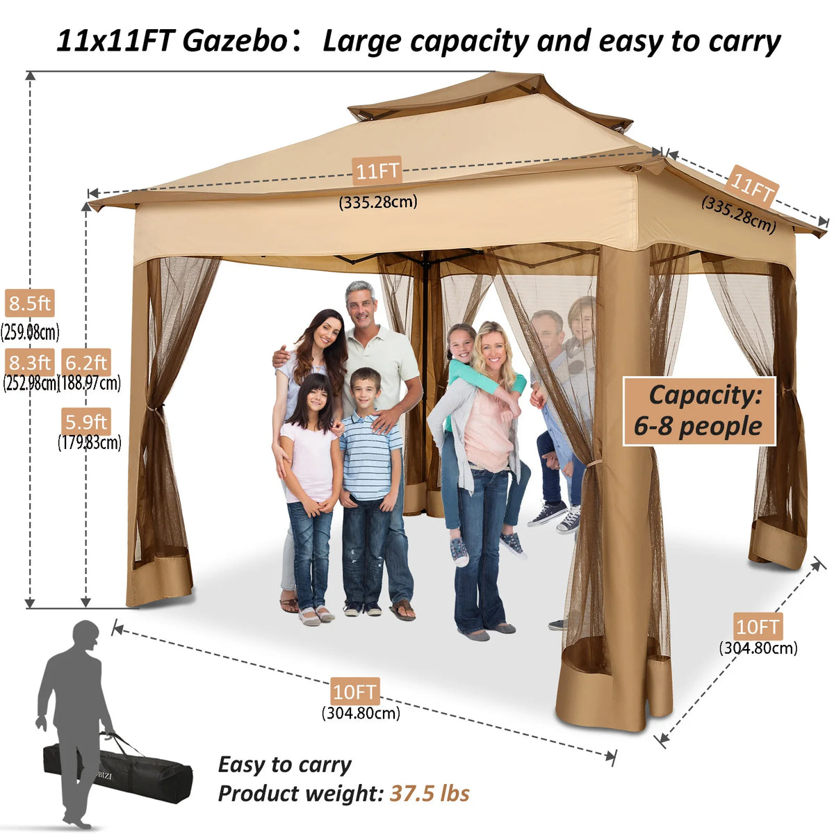 Tooluck Pop Up Gazebo Canopy With Mosquito Netting