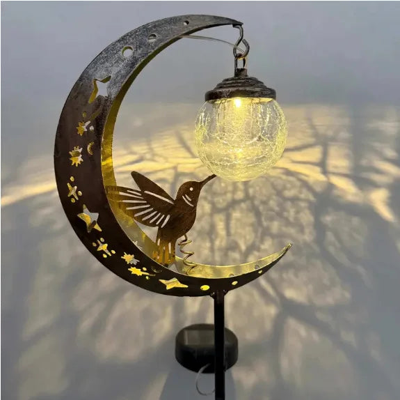 Solar Halloween Cat Crescent Moon Garden Stake Light