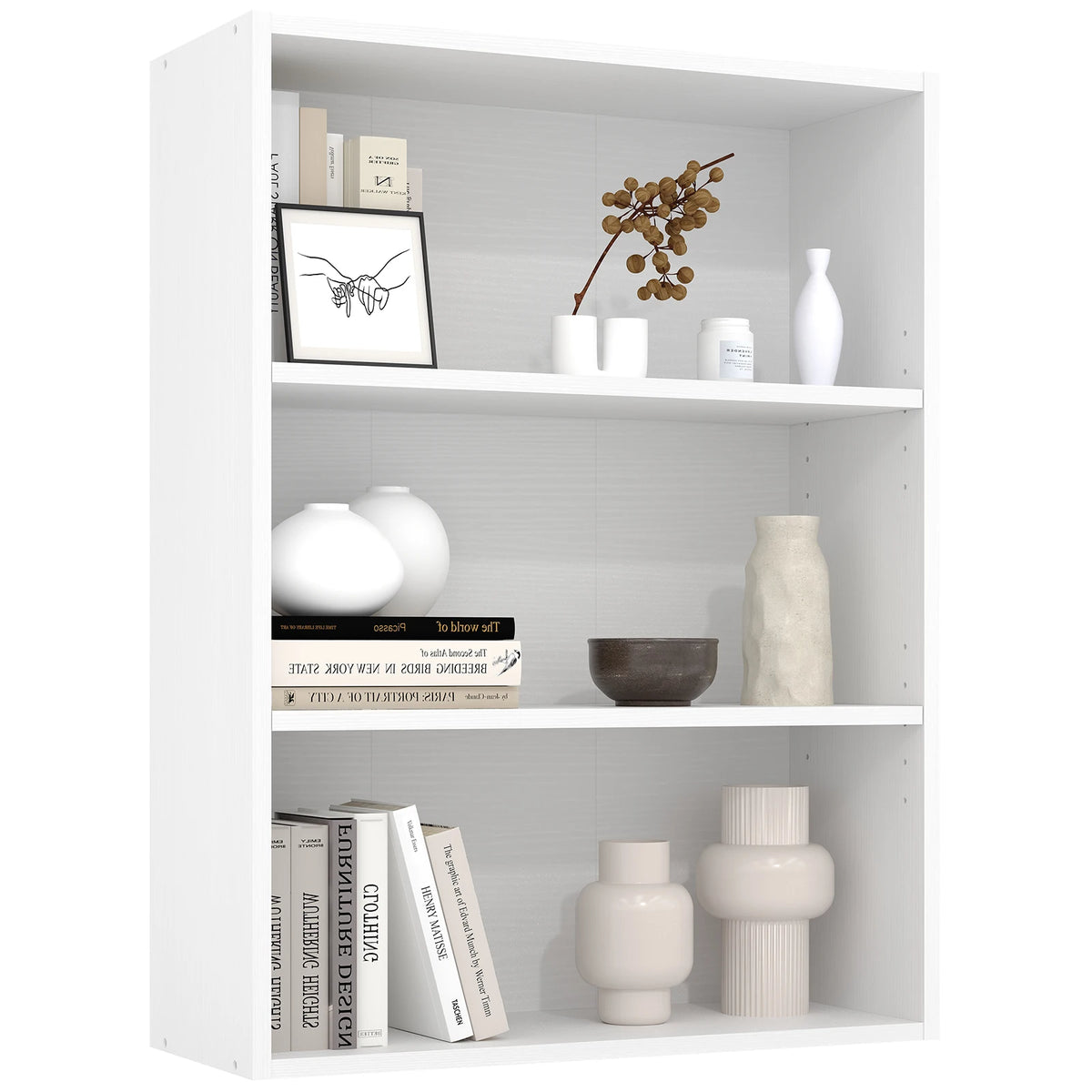 JHK Four Tier Wooden Bookcase For Home Office Storage Shelf