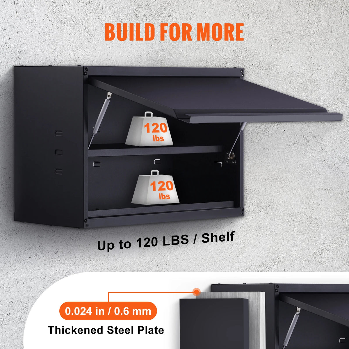 Wall Mounted Steel Storage Cabinet With Adjustable Shelves For Garage