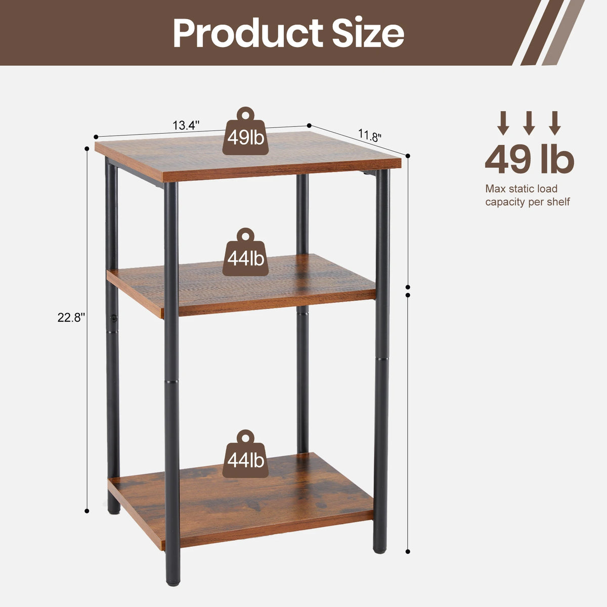 JHK Modern Steel Frame Side Table for Home Living Spaces