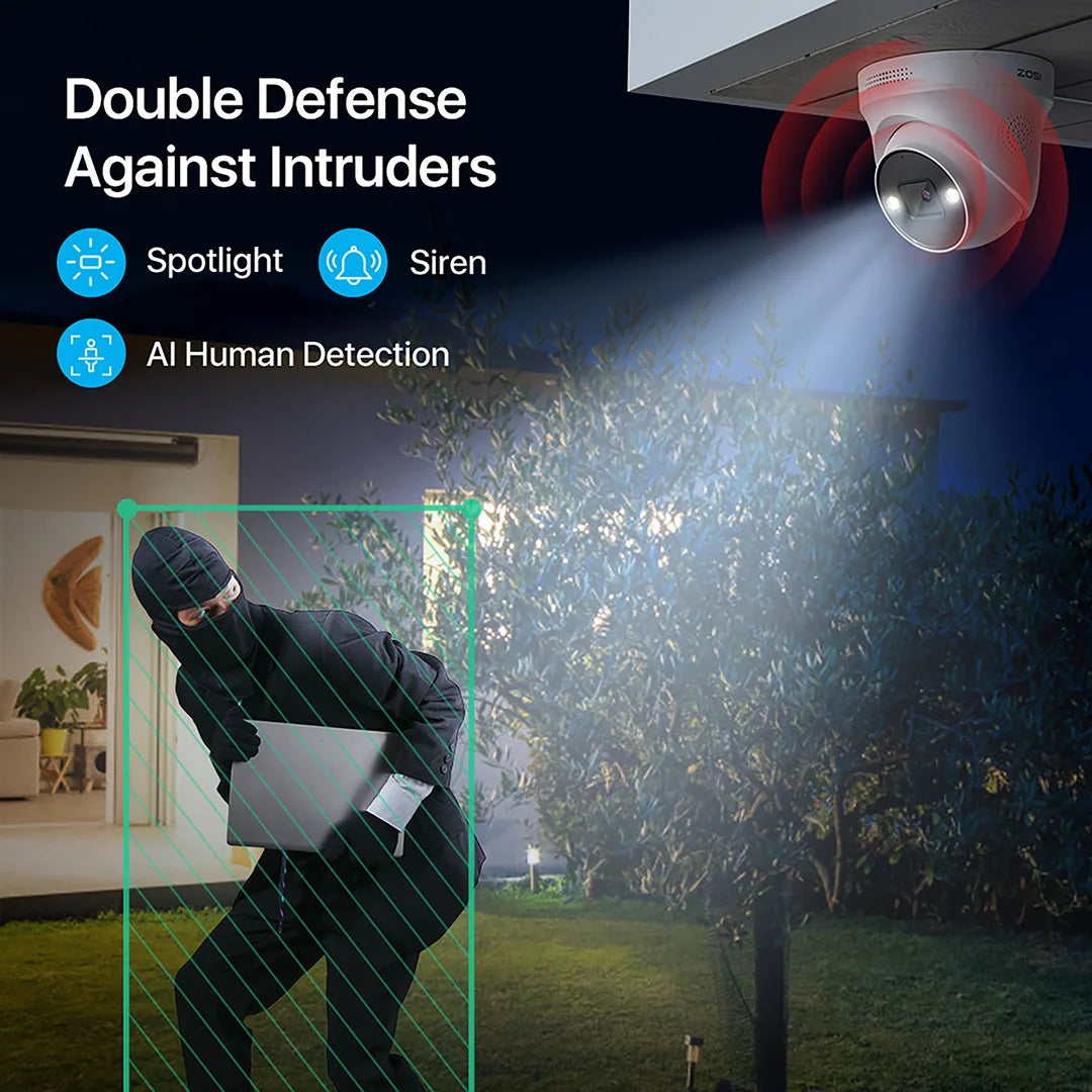 ZOSI 4K PoE Add On Security Camera With Human Detection