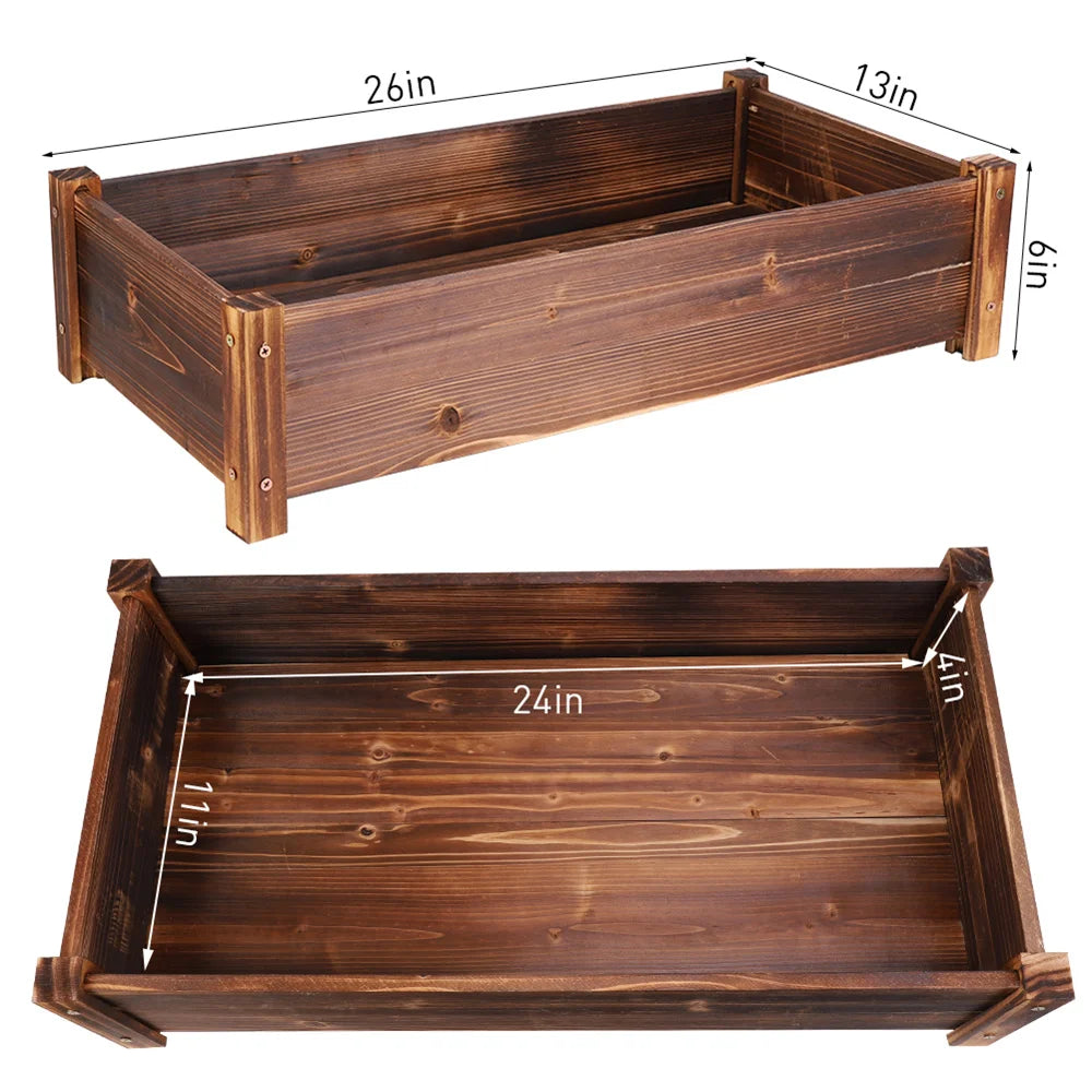 Wooden Raised Garden Planter Box for Flowers Herbs and Vegetables