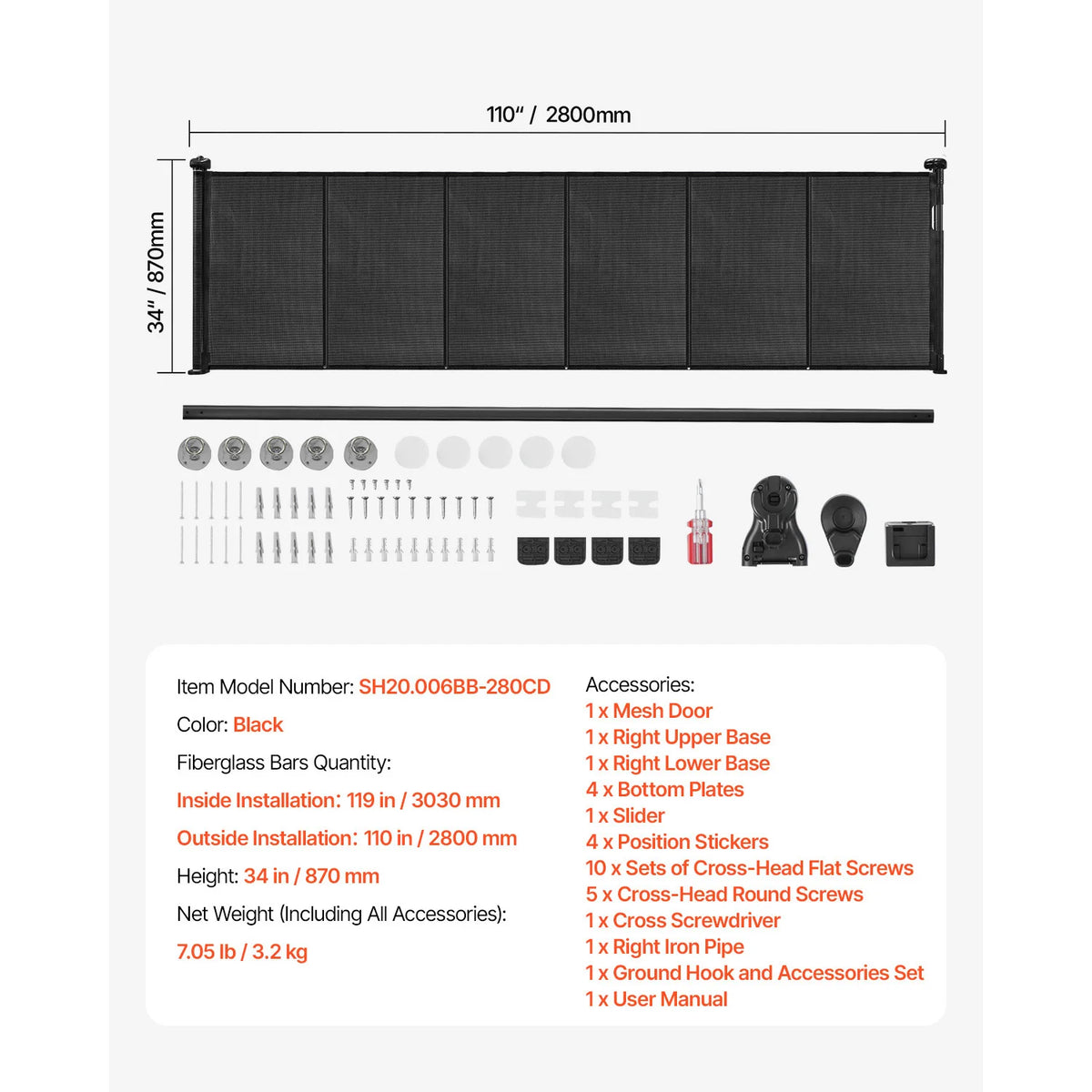 SucceBuy Retractable Safety Gate for Stairs, Doorways, Children and Pets