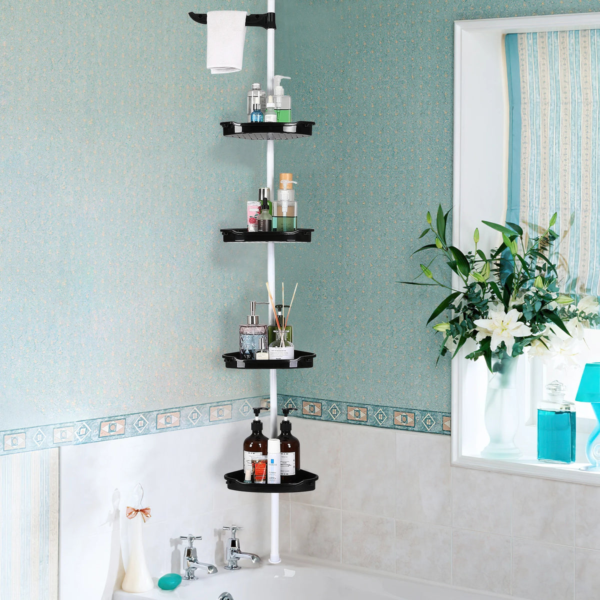 HiMISS Corner Shower Caddy Four Tier Adjustable Bathroom Organizer