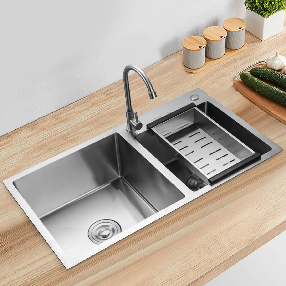 Stainless Steel Double Bowl Kitchen Sink With Noise Reduction