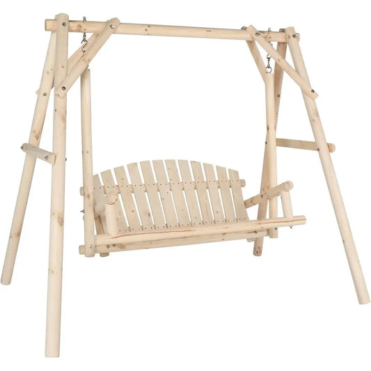Premium Wood Porch Swing Set With Bench For Peaceful Patios