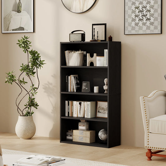 JHK Four Tier Wooden Bookcase For Home Office Storage Shelf