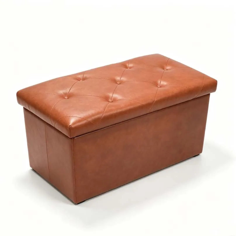 Tufted PU Leather Storage Ottoman Bench With Hidden Compartment