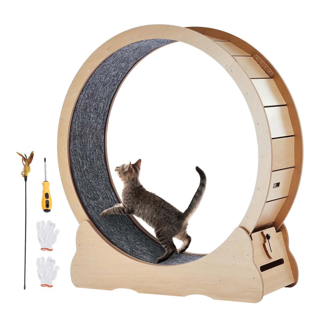 SucceBuy Wooden Cat Exercise Wheel For Indoor Cat Running