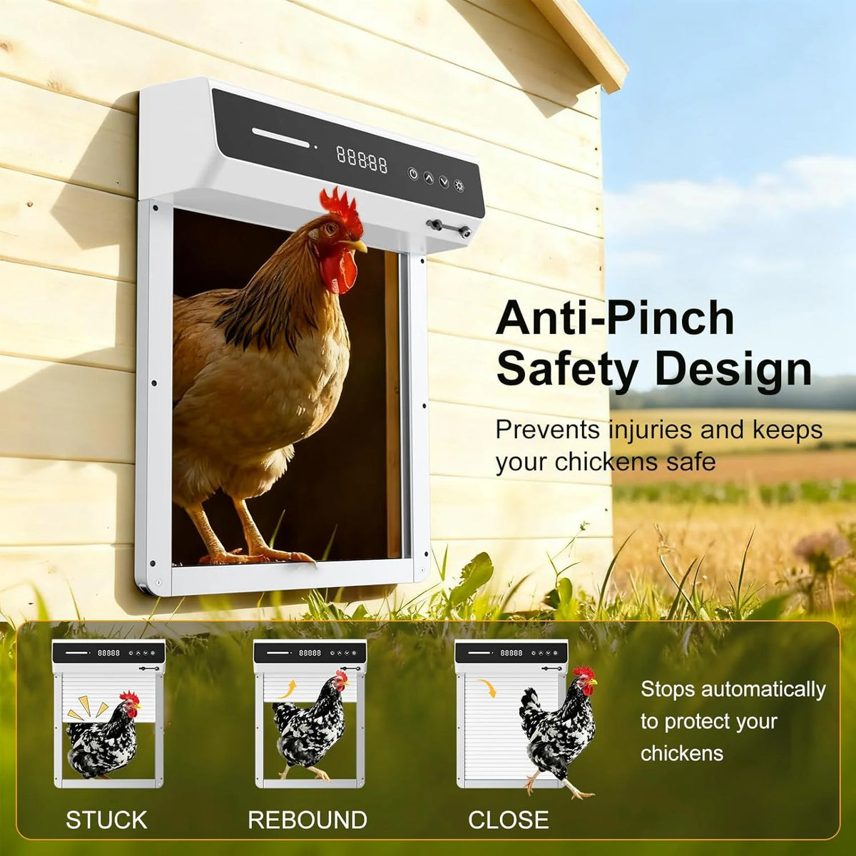 Automatic Solar Powered Chicken Coop Door With LCD Screen