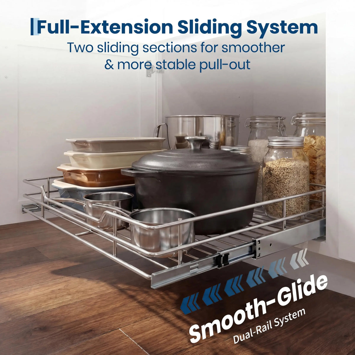HiMISS Pull Out Cabinet Organizer With Full Extension Slide Drawer
