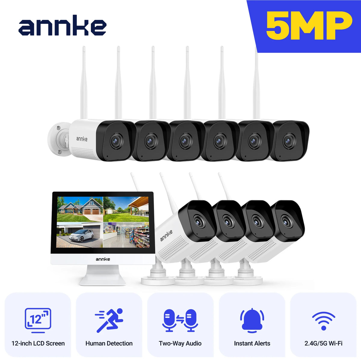 Annke Wireless Security Camera System With NVR Monitor Outdoor Waterproof