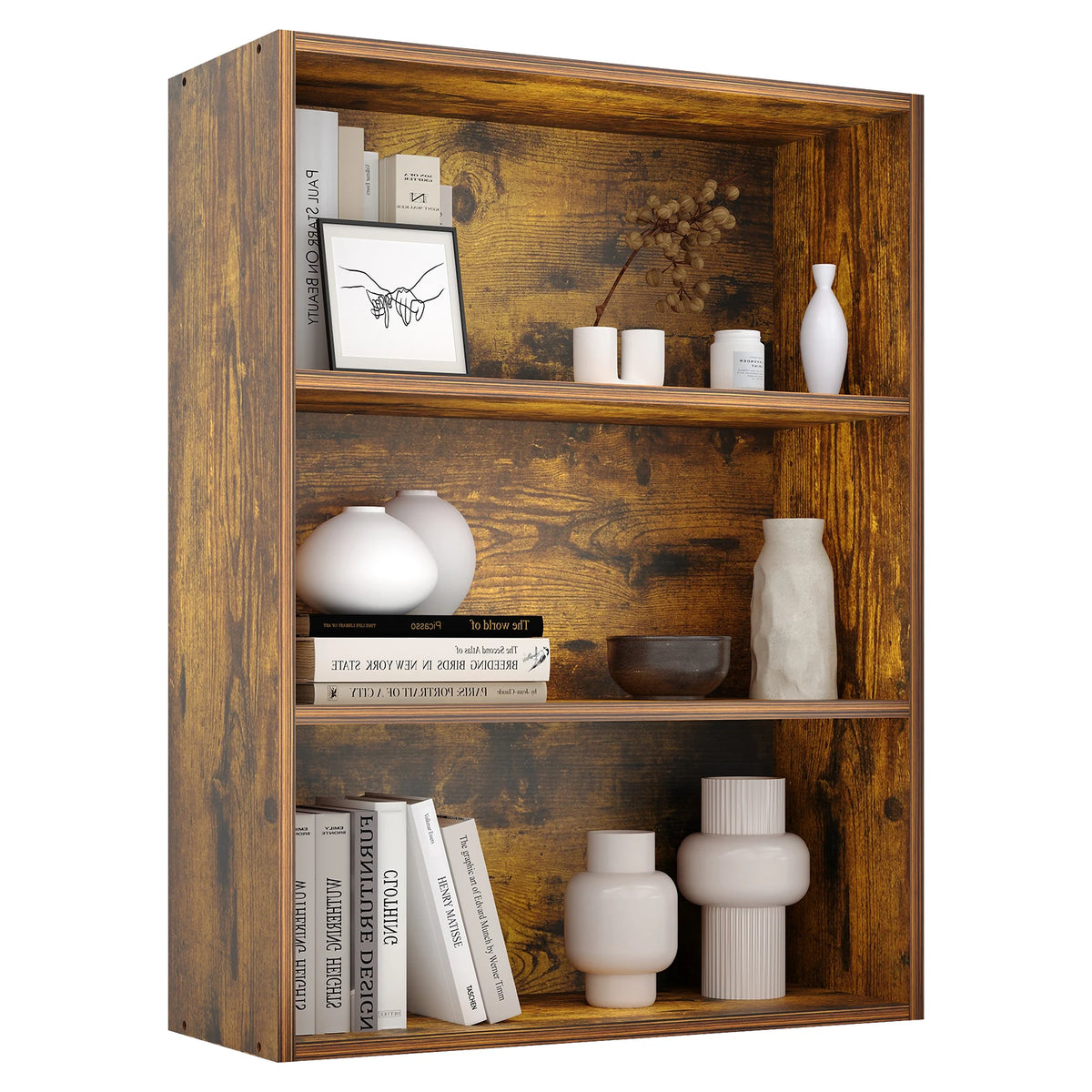 JHK Four Tier Wooden Bookcase For Home Office Storage Shelf