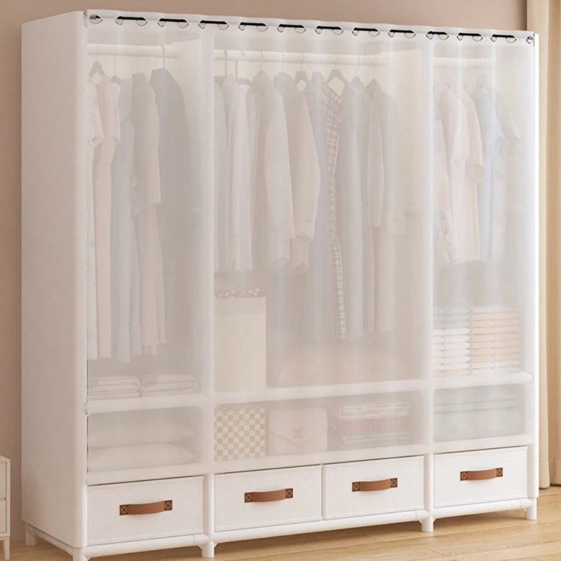 Portable Wardrobe Closet With Drawers Hanging Rods And Storage Shelves