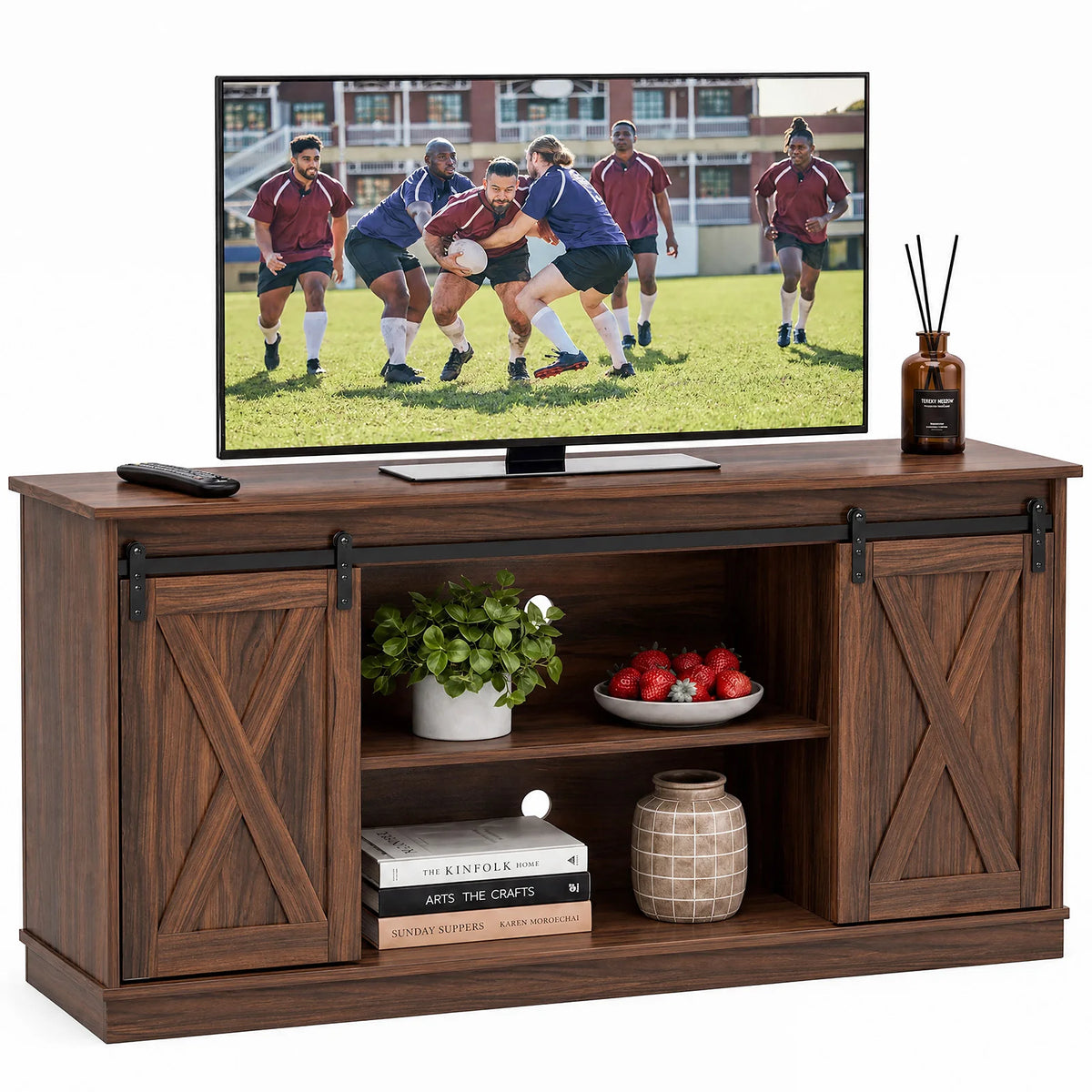 MCQ Contemporary Wood TV Stand Console With Ample Storage Space