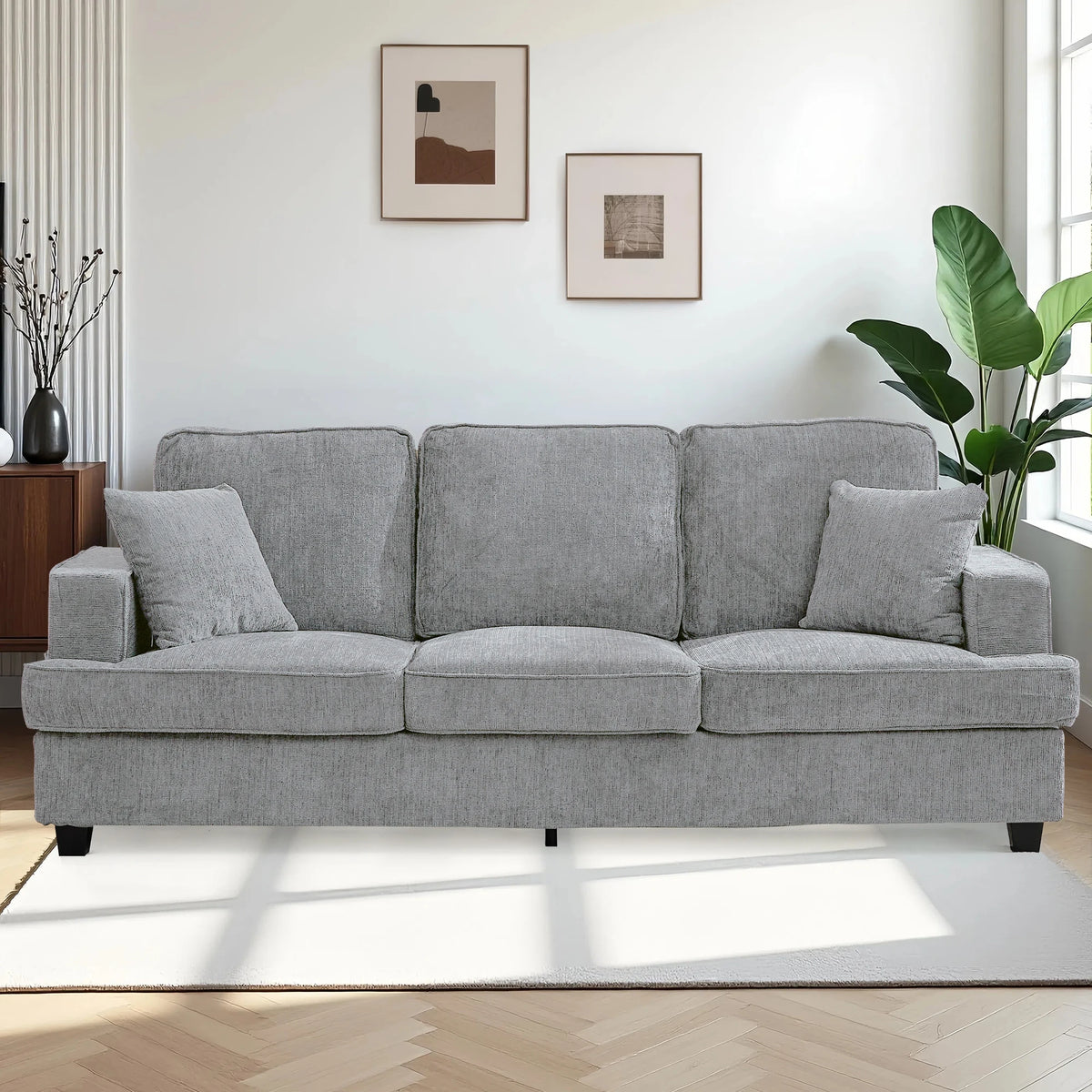 Modern Cloud Couch Sofa With Chenille Fabric And Wood Frame