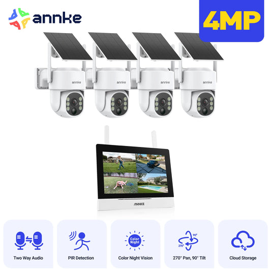 Annke 4MP Solar Wireless Security Camera Kit With NVR