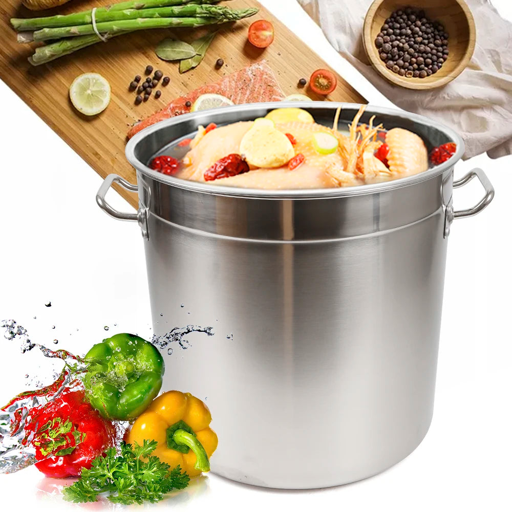 Thickened Stainless Steel Stock Pot With Domed Lid For Induction