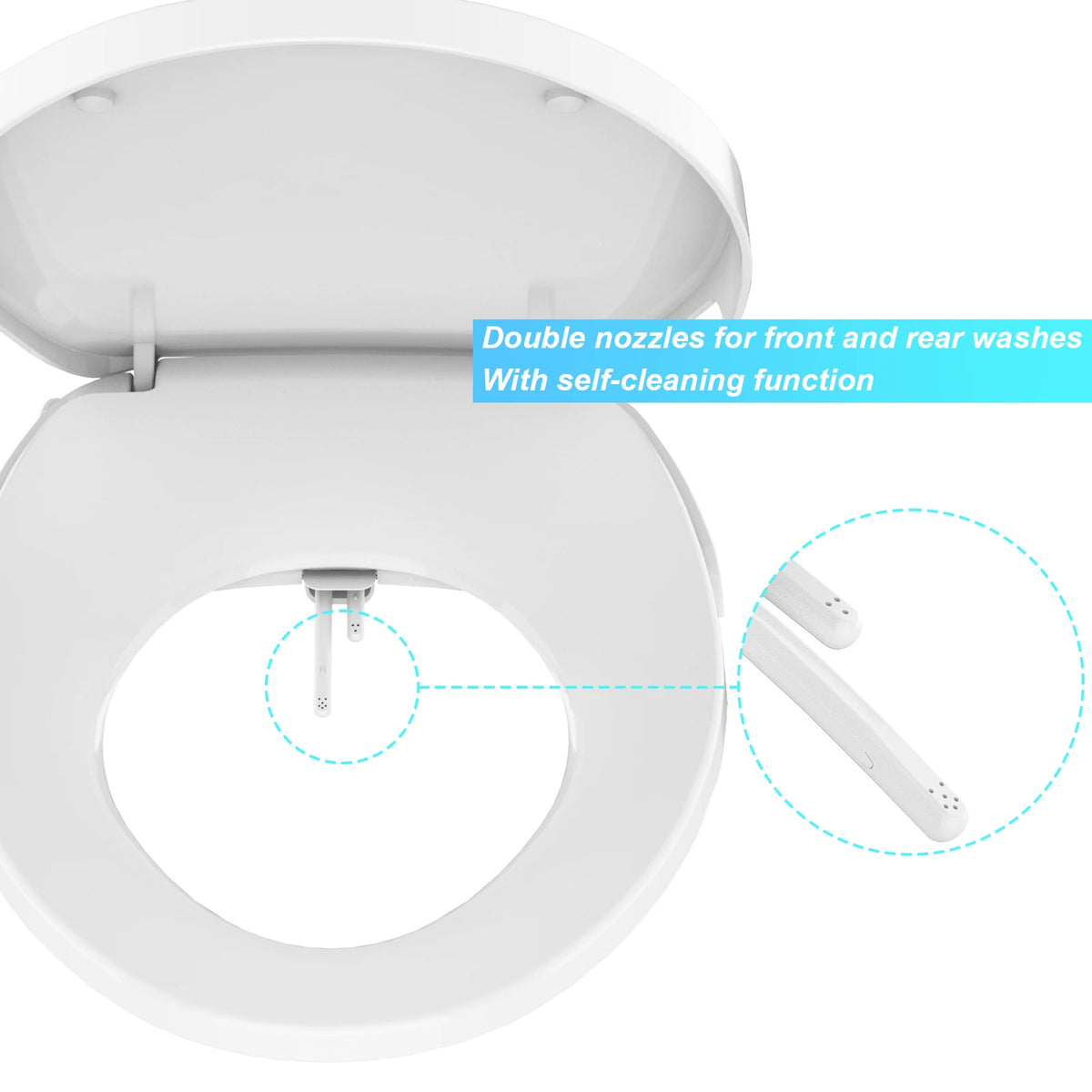 Twister Non Electric Round Bidet Toilet Seat Dual Nozzle