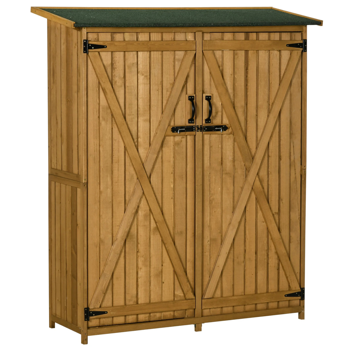 Outsunny Waterproof Steel Garden Storage Shed with Roof and Shelves