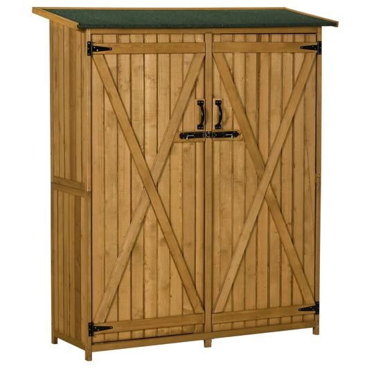 Outsunny Waterproof Steel Garden Storage Shed with Roof and Shelves