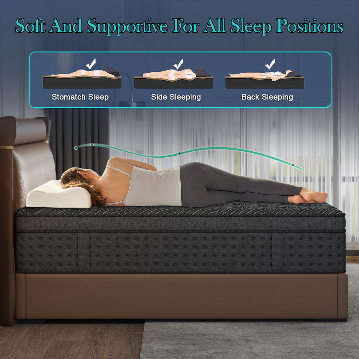 LayRoad Memory Foam Spring Mattress With Medium Firmness