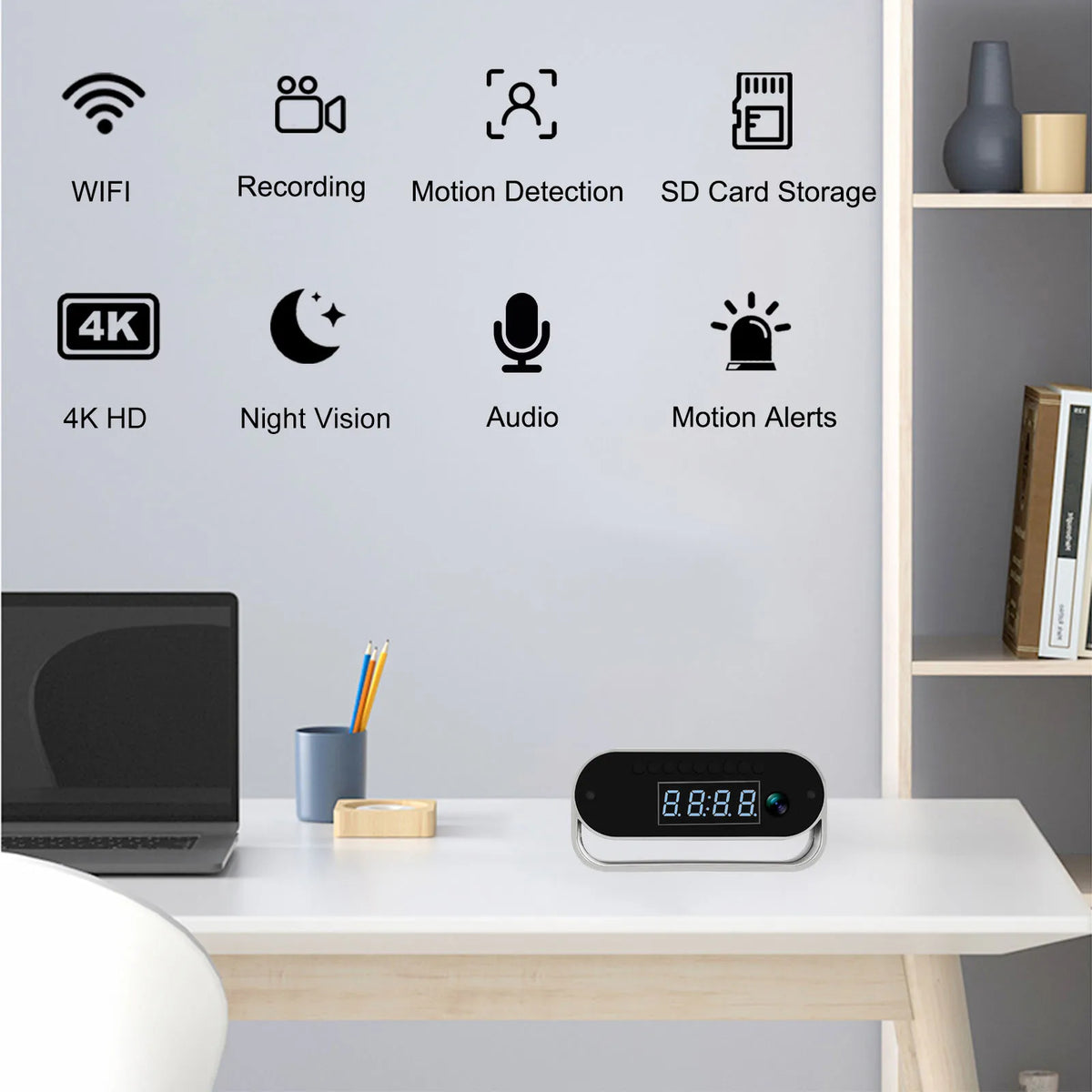 Ouvis 4K Clock Camera Surveillance With Wifi Night Vision
