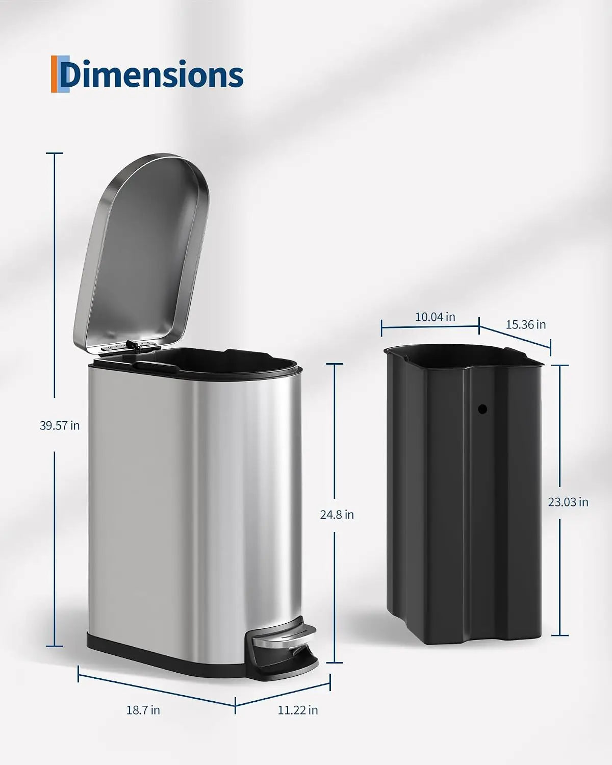 Garvee Stainless Steel Pedal Trash Can With Soft Close Lid