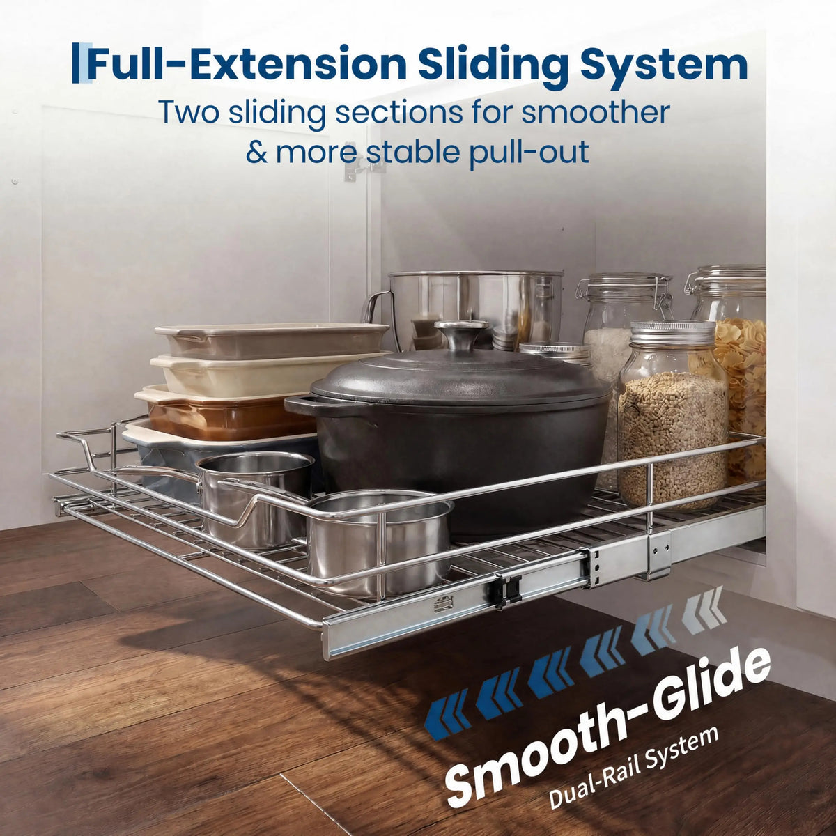HiMISS Pull Out Cabinet Organizer With Full Extension Slide Drawer