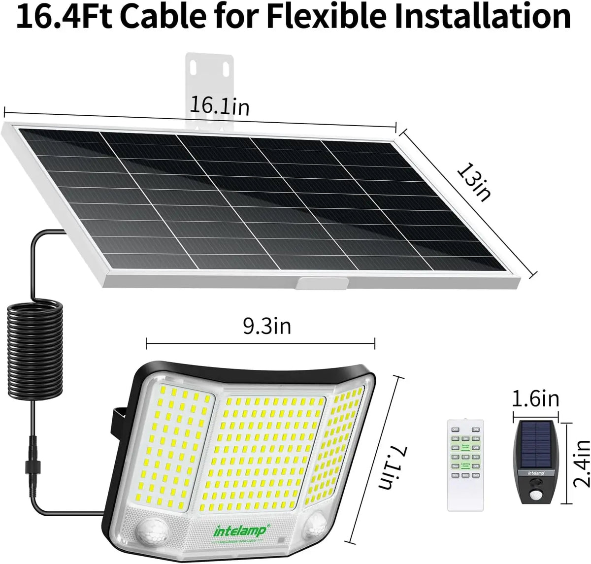Intelamp Solar Flood Lights Outdoor Dual Motion Sensor Waterproof