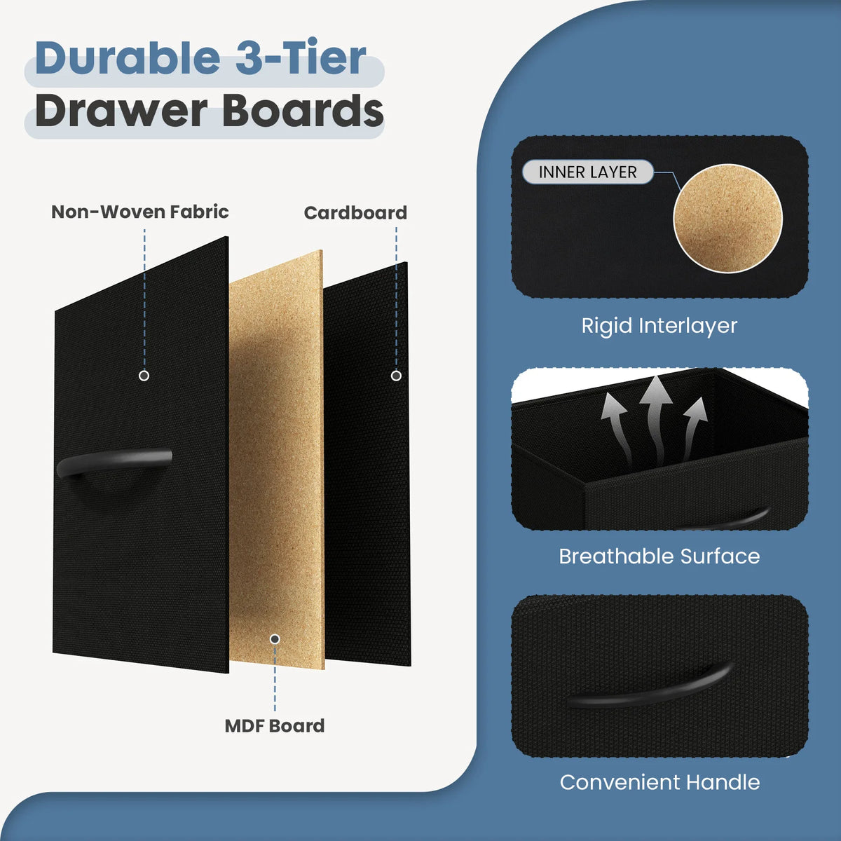 JHK Modern Fabric Drawer Storage Cabinet With Steel Frame