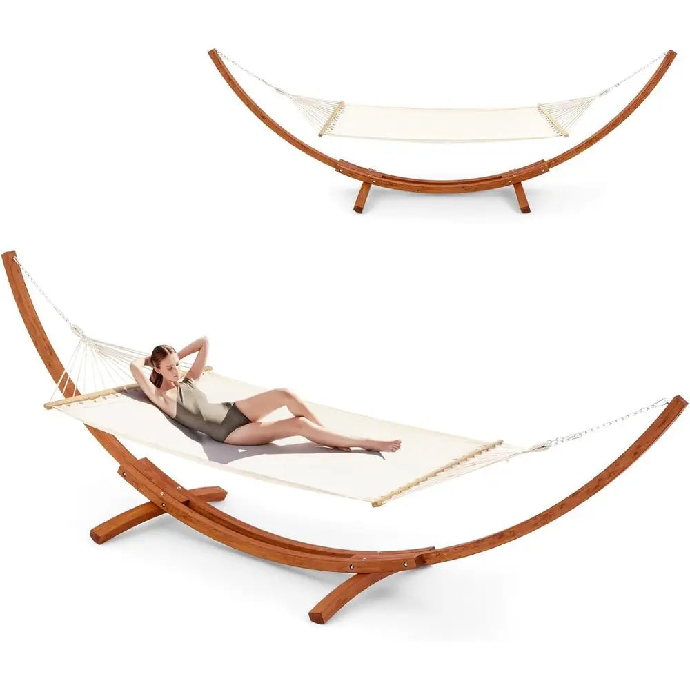 Heavy Duty Two Person Polyester Hammock with Durable Outdoor Stand