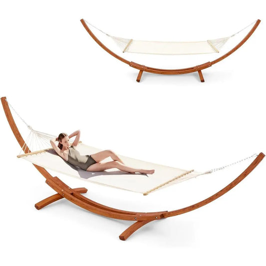 Heavy Duty Two Person Polyester Hammock with Durable Outdoor Stand