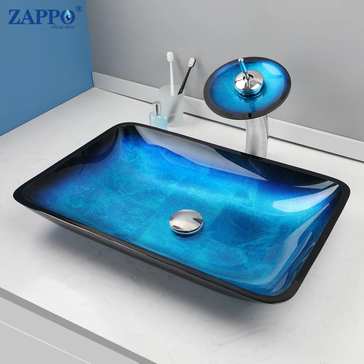 Mekkhal Tempered Glass Bathroom Oval Vessel Sink With Faucet