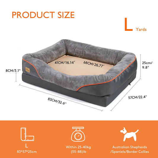 BINGOPAW Removable Cover Foam Dog Bed With Washable Waterproof Design